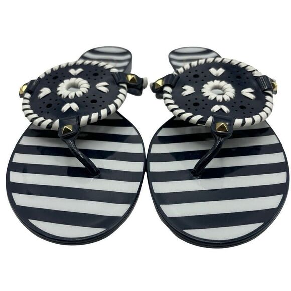 Jack Rogers Striped Georgica Jelly Sandals Midnight/White Size 8 - Picture 3 of 8
